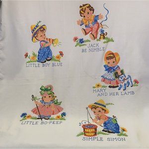 Baby Swaddle Cloth Nursery Rhyme Hand Painted 1967 34”x 45”